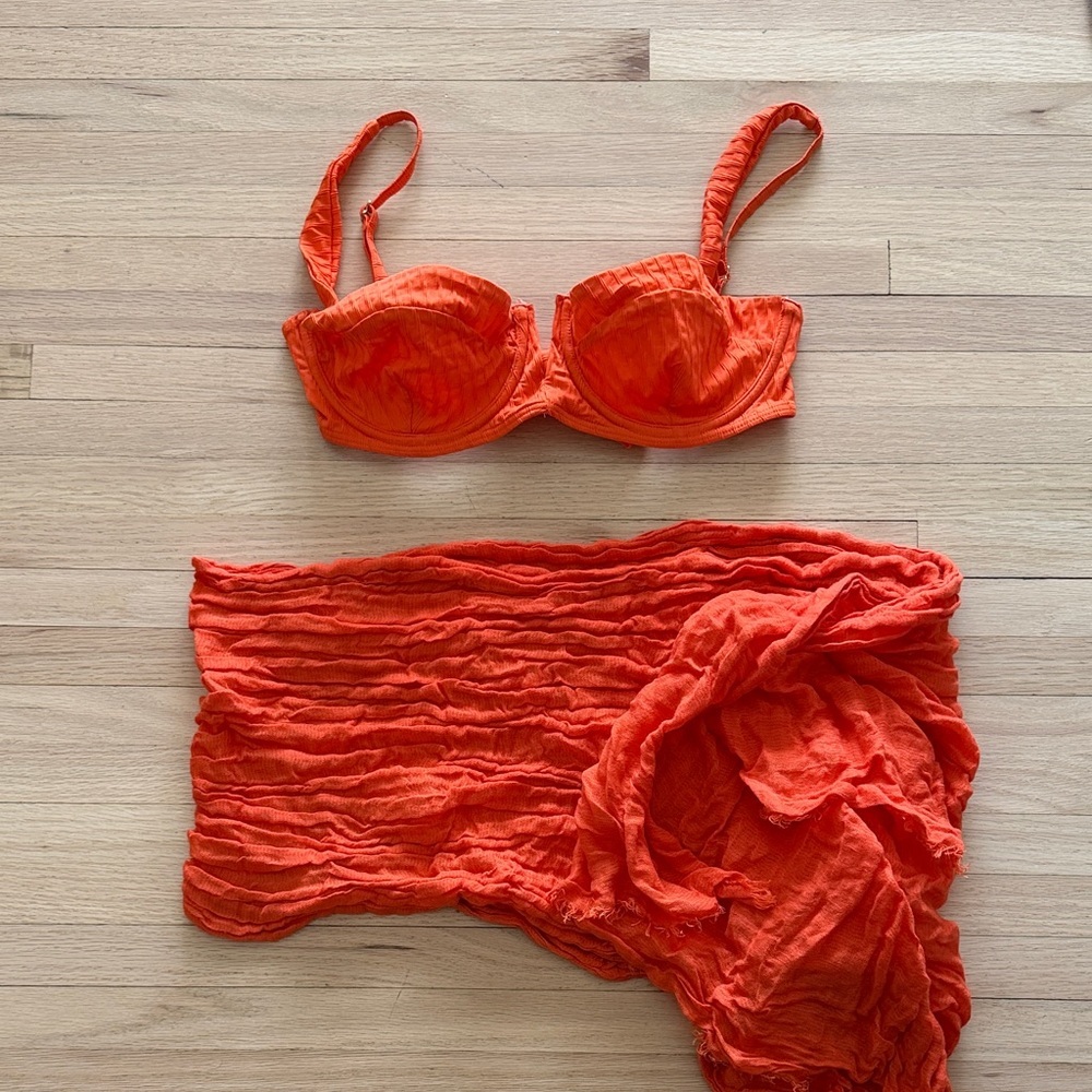 Sunday Swimwear Women's Orange Underwire Bikini Top and Cover-Up Set - Picture 2 of 5